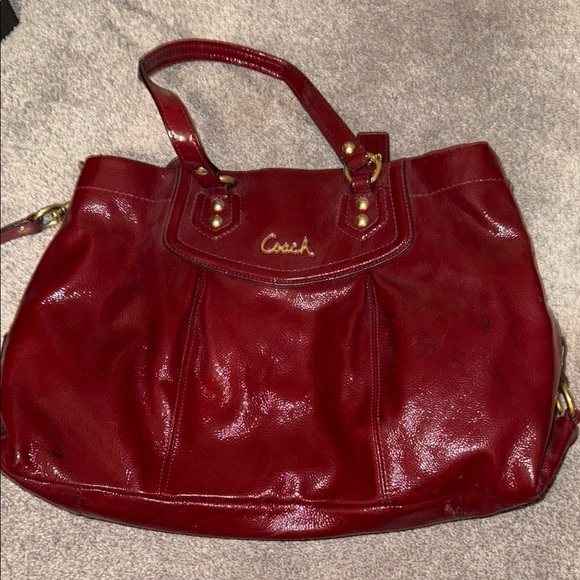 Coach Handbags - Coach Red Leather Tote Bag